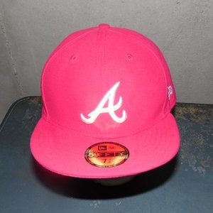 Pink Atlanta Braves New Era Fitted Hat 7 3/4